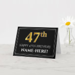 [ Thumbnail: Elegant Faux Gold Look "47th" Birthday + Name Card ]