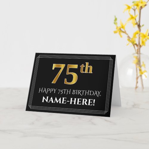 Elegant Faux Gold Look 75th Birthday  Name Card