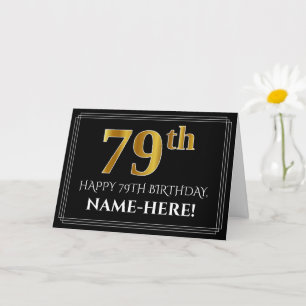 Elegant Faux Gold Look "79th" Birthday + Name Card
