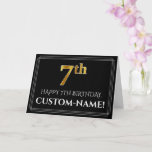 [ Thumbnail: Elegant Faux Gold Look "7th" Birthday + Name Card ]