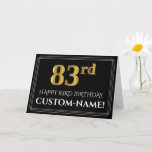 [ Thumbnail: Elegant Faux Gold Look "83rd" Birthday + Name Card ]