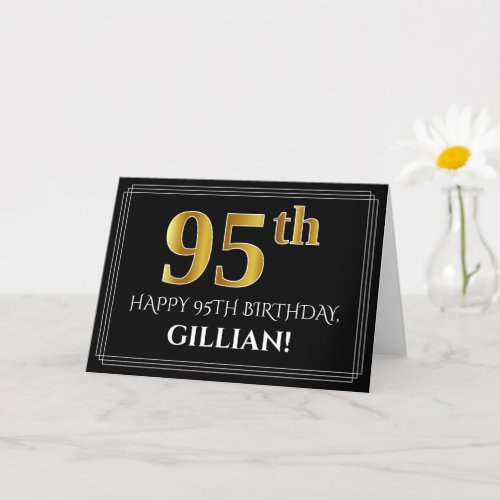 Elegant Faux Gold Look 95th Birthday  Name Card