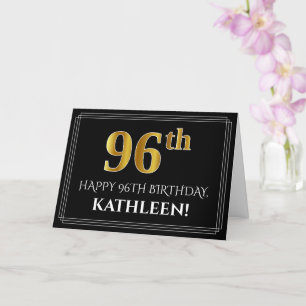Elegant Faux Gold Look "96th" Birthday + Name Card