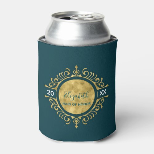 Elegant Faux Gold Maid Of Honor Girly Chic Can Cooler