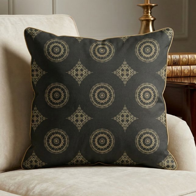 Elegant Faux Gold Mandala Pattern on Black Fabric (Creator Uploaded)