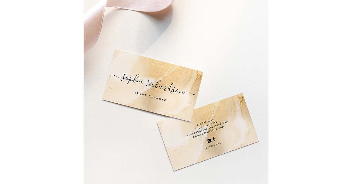 Elegant Faux Gold Marble and Modern Script Business Card | Zazzle