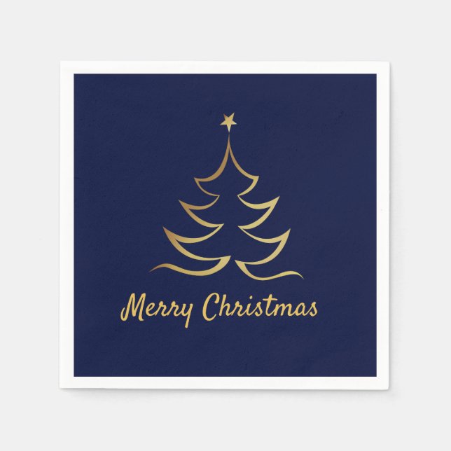 Elegant Faux Gold Merry Christmas Napkins (Front)