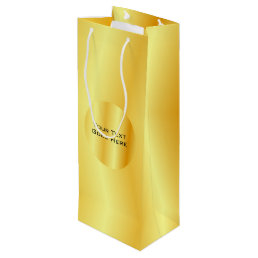 Elegant Faux Gold Metallic Look Add Text Template Wine Gift Bag