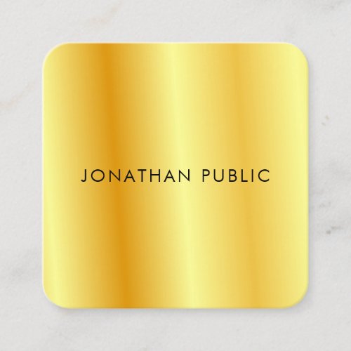 Elegant Faux Gold Metallic Look Modern Template Square Business Card