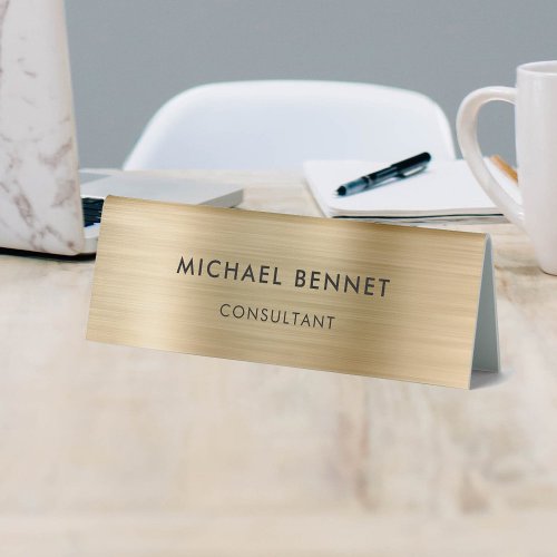 Elegant Faux Gold Metallic Professional Business Table Tent Sign