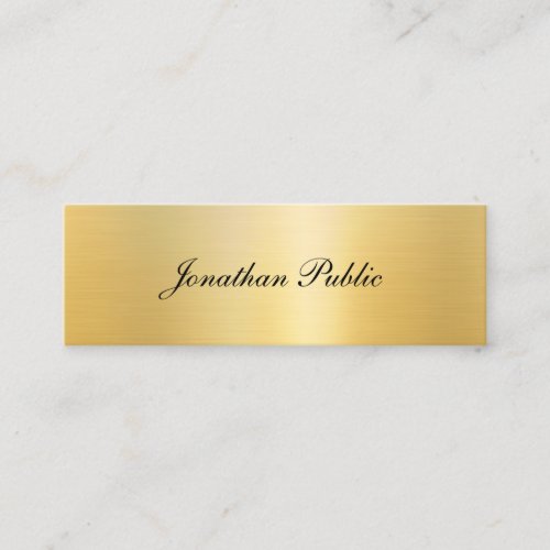 Elegant Faux Gold Modern Handwritten Name Template Mini Business Card