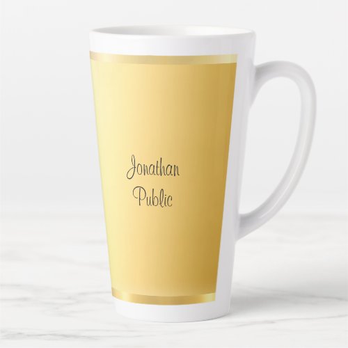 Elegant Faux Gold Modern Handwritten Script Latte Mug