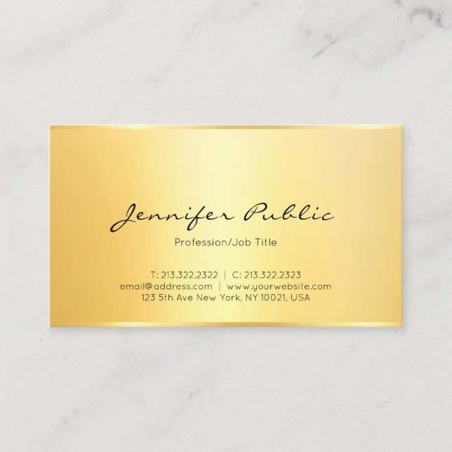 Elegant Faux Gold Modern Minimalist Template Business Card (Front)