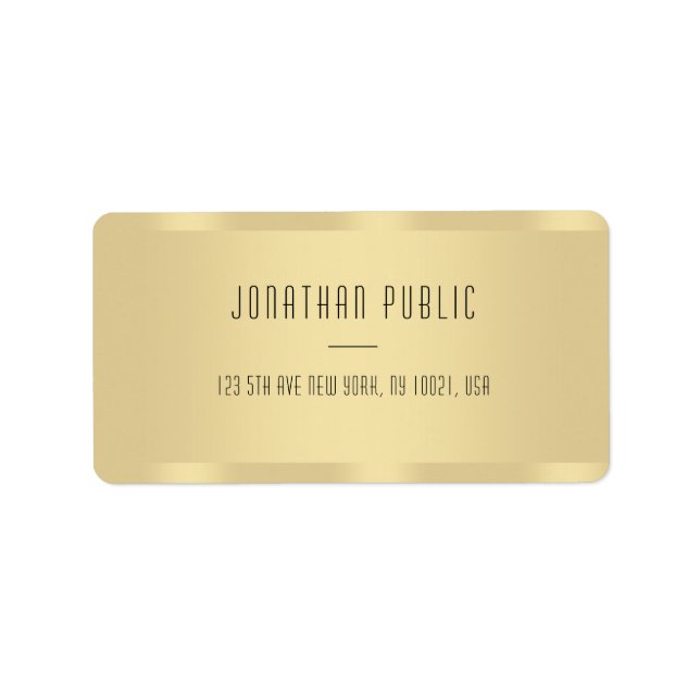 Elegant Faux Gold Modern Minimalist Template Label (Front)