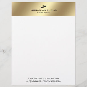 Elegant Faux Gold Modern Monogram Basic Template Letterhead