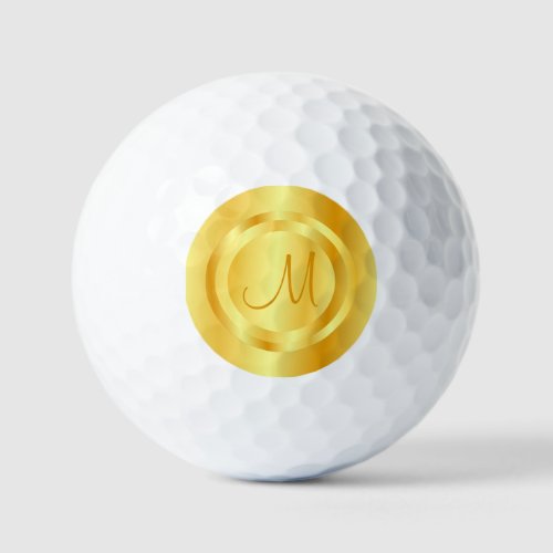 Elegant Faux Gold Modern Monogram Custom Template Golf Balls