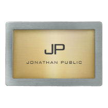 Elegant Faux Gold Modern Monogram Name Template Belt Buckle