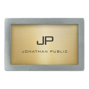Elegant Faux Gold Modern Monogram Name Template Belt Buckle
