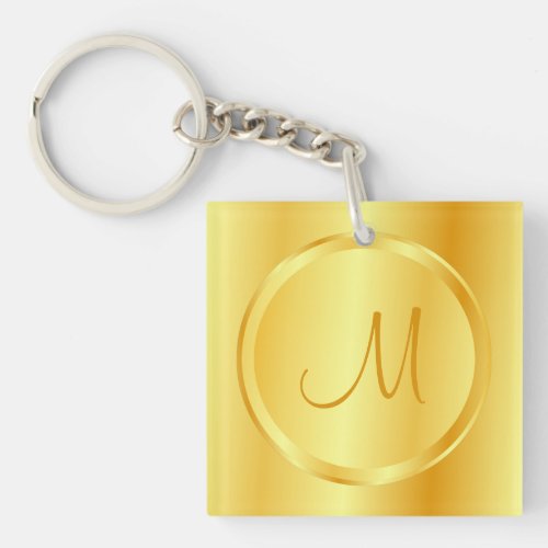 Elegant Faux Gold Modern Monogram Template Keychain
