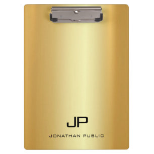 Elegant Faux Gold Modern Monogram Template Trendy Clipboard