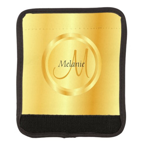 Elegant Faux Gold Modern Monogram Trendy Template Luggage Handle Wrap