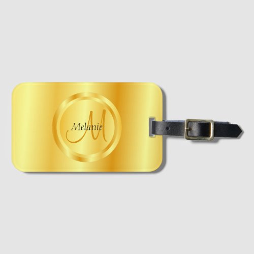 Elegant Faux Gold Modern Monogrammed Template Luggage Tag