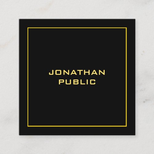 Elegant Faux Gold Modern Personalized Black Square Business Card