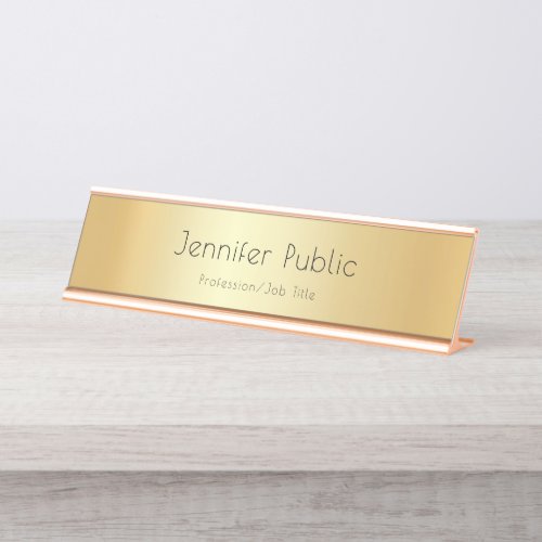 Elegant Faux Gold Modern Template Professional Desk Name Plate