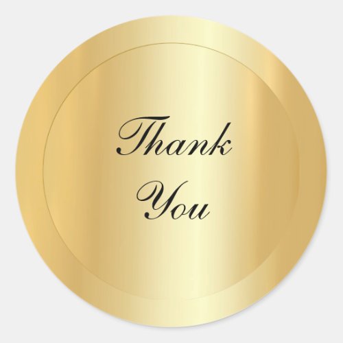Elegant Faux Gold Modern Template Thank You Text Classic Round Sticker