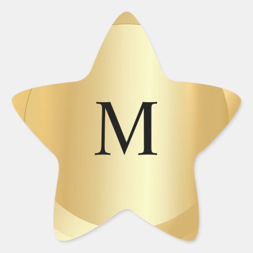 Elegant Faux Gold Monogram Template Custom Star Sticker