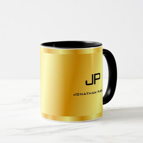 Elegant Faux Gold Monogram Template Trendy Mug