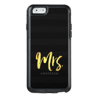 Elegant Faux Gold Mrs Black Stripes Name OtterBox iPhone 6/6s Case