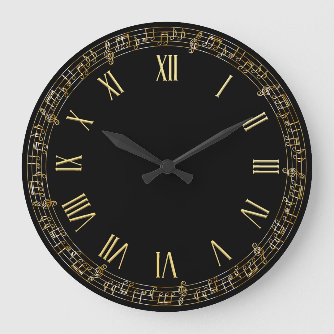 Elegant Faux Gold Musical Notes Wall Clock Zazzle