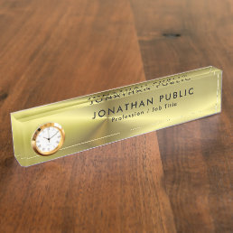Elegant Faux Gold Name Text Template Modern Desk Name Plate