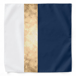 elegant faux gold, navy blue, white stripes bandana