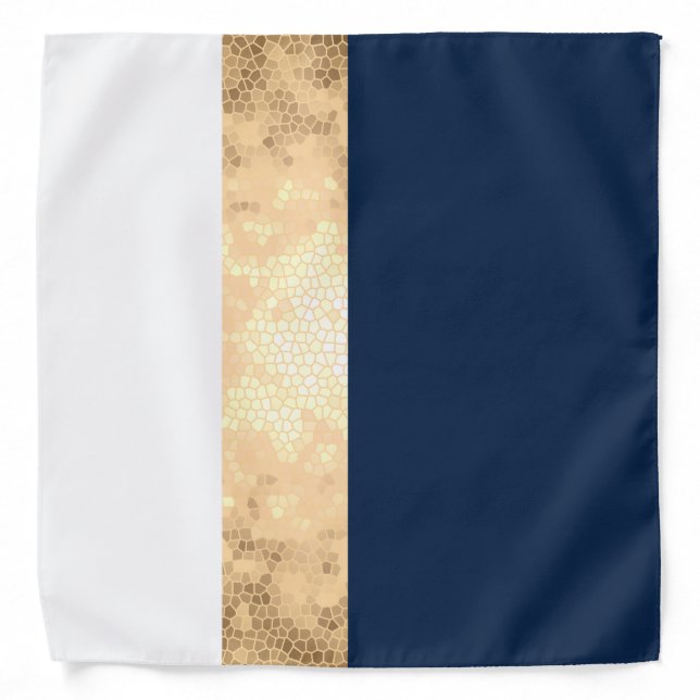 elegant faux gold, navy blue, white stripes bandana (Front)