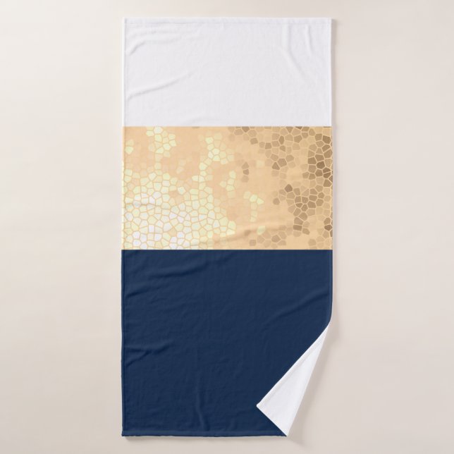 elegant faux gold, navy blue, white stripes bath towel set (Bath Towel)