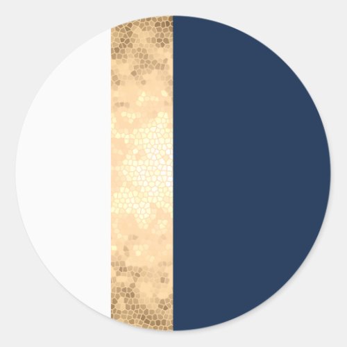 elegant faux gold navy blue white stripes classic round sticker