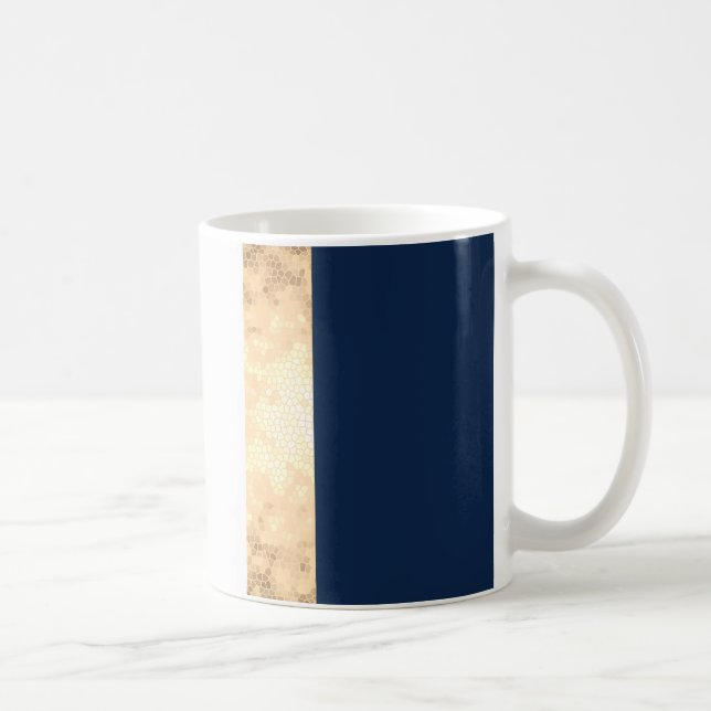 elegant faux gold, navy blue, white stripes coffee mug (Right)