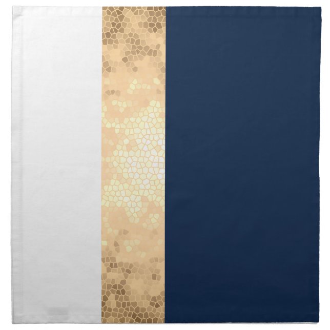 elegant faux gold, navy blue, white stripes napkin (Front)