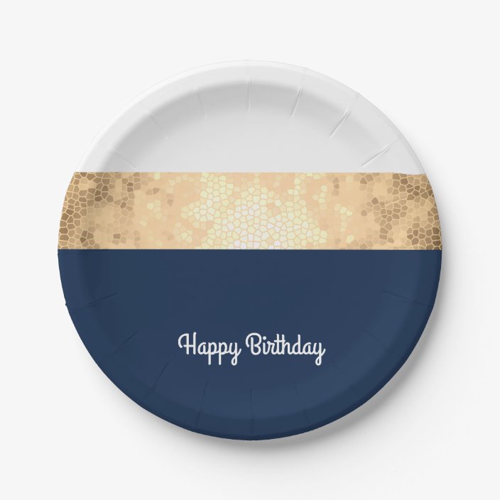 navy and gold paper plates