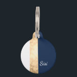 elegant faux gold, navy blue, white stripes pet tag<br><div class="desc">Modern and elegant faux gold,  navy blue and white stripes.</div>