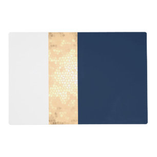 elegant faux gold, navy blue, white stripes placemat