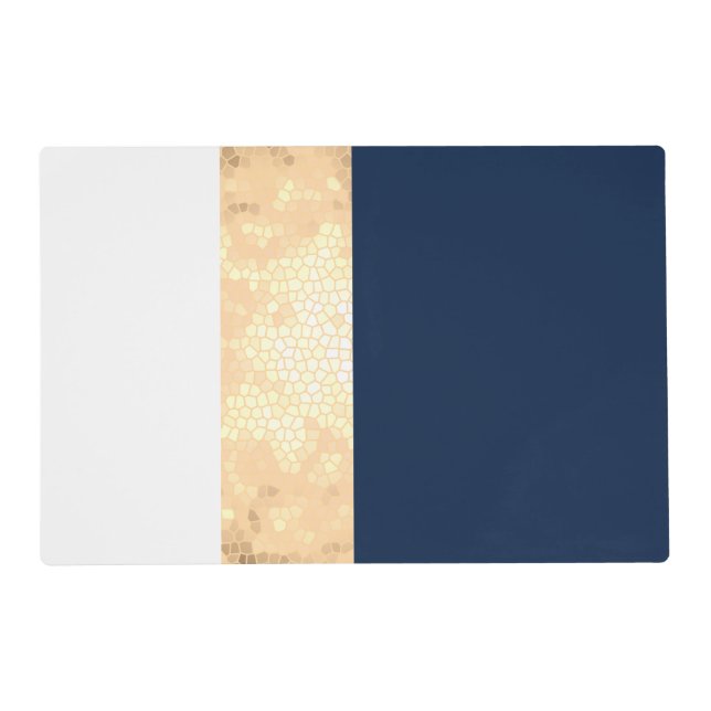 elegant faux gold, navy blue, white stripes placemat (Front)