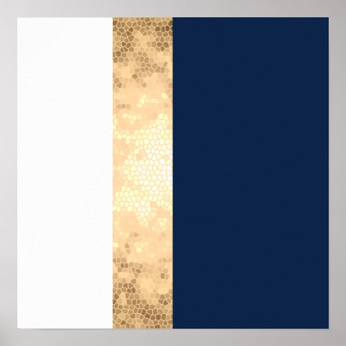 elegant faux gold navy blue white stripes poster