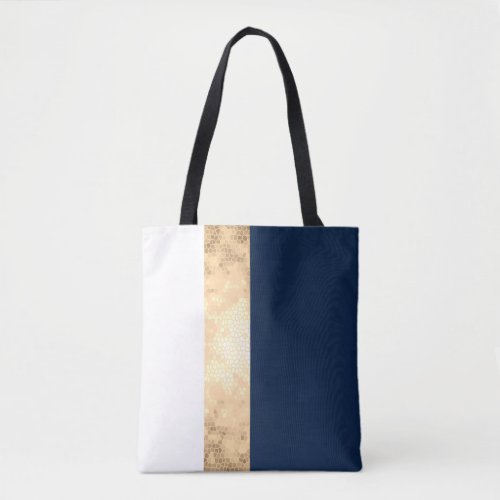 elegant faux gold navy blue white stripes tote bag