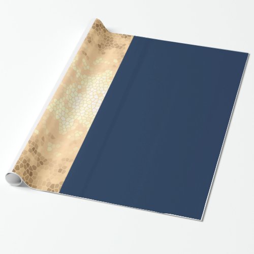 elegant faux gold navy blue white stripes wrapping paper