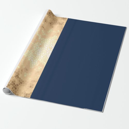 elegant faux gold navy blue white stripes wrapping paper