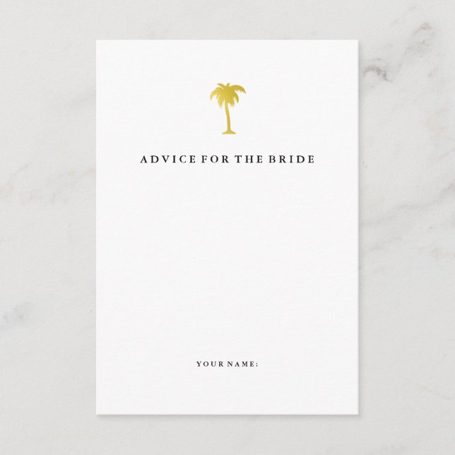 Elegant Faux Gold Palm Tree Advice for the Bride (Front)