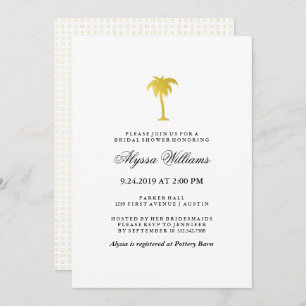 Elegant Faux Gold Palm Tree Bridal Shower Invitation